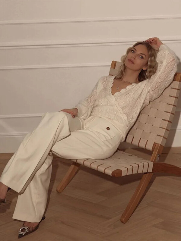 Novi jesenski, elegantni skraćeni džemperi s V izrezom za 2024., ženske modne kratke džempere dugih rukava, gornji dijelovi, jesen, zima, ženski ulični džemper