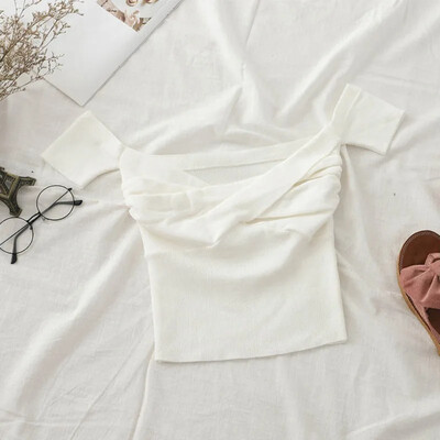 ZHUANQING Seksīgs, vienkrāsains kroku apgriezts augšējais High Street 2022. gada vasaras sieviešu džemperis