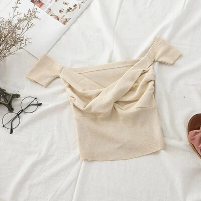 ZHUANQING Seksīgs, vienkrāsains kroku apgriezts augšējais High Street 2022. gada vasaras sieviešu džemperis