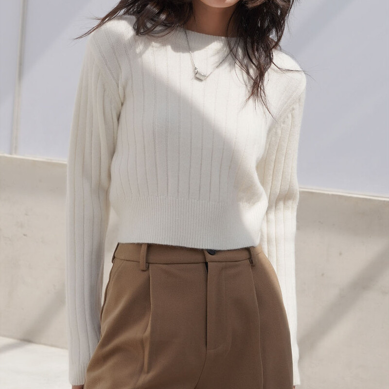 Pleteni skraćeni džemperi Ženski Jednostavni Jednobojni Opušteni Chic Udobni Slobodno vrijeme Raznolika ulična odjeća Studenti Ulzzang Harajuku Y2k Ins Moda