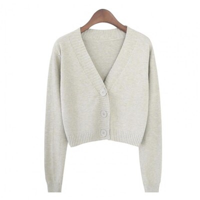 Γυναικείο πουλόβερ σε χρώμα Candy με μακρυμάνικο λαιμόκοψη μονόπλευρη ζακέτα κοντό παλτό Πλεκτό Crop Top Άνοιξη Φθινοπωρινό πουλόβερ