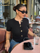 Udobni jednobojni pleteni kardigani Ženski uski ženski džemper s jednorednim kopčanjem i O-izrezom kratkih rukava Jesen 2024. Ženska pletenina za sve vrste