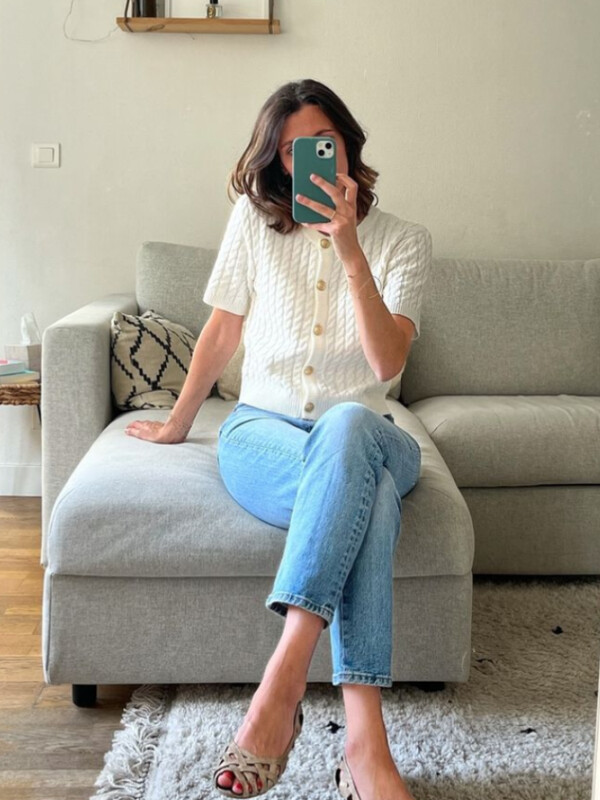 Ikdienas vienrindas trikotāžas sieviešu jakas ar O veida kakla izgriezumu, īsām piedurknēm, 2024. gada rudens, jauni topi, sieviešu trikotāžas izstrādājumi