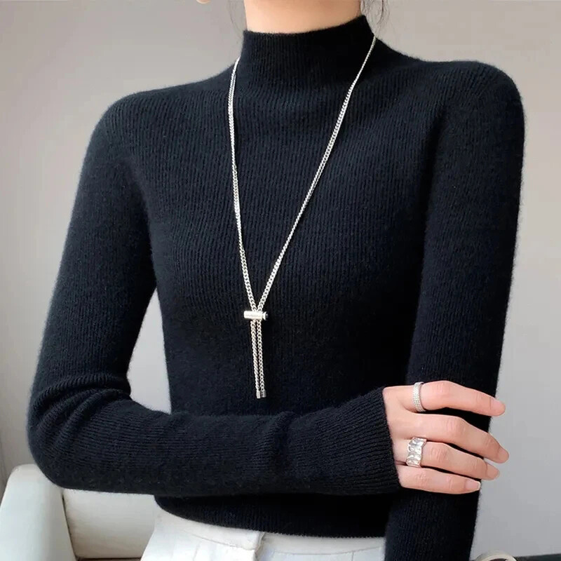 MEXZT ciets džemperis sievietēm ar pusapkakli trikotāžas džemperi Harajuku korejiešu biezā trikotāža rudens ziemas modes plāni džemperi