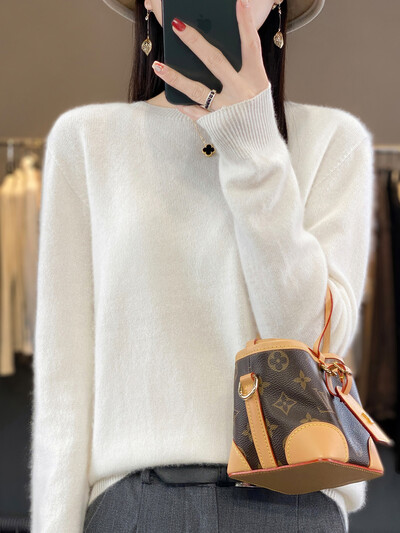 Jesen Zima Ženska odjeća Pulover Nova moda Pulover od 100% merino vune Topovi od kašmira Osnovna pletenina s O-izrezom dugih rukava