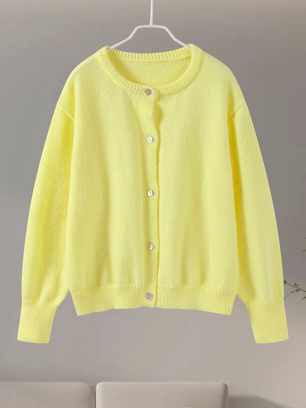 Modes trikotāžas jaka sieviešu ikdienas, brīvs O veida kakla džemperis ar garām piedurknēm, 2024. gada rudens dāmu, jauns trikotāžas apģērbs