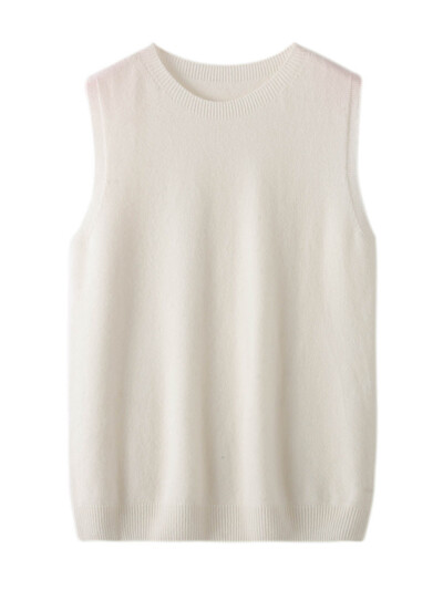 Sieviešu džemperis bez piedurknēm ar O veida kakla izgriezumu, 2024. gada pavasara vasaras 100% merino vilnas ikdienišķa veste, sieviešu trikotāžas topi