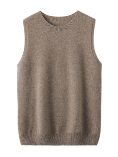 Sieviešu džemperis bez piedurknēm ar O veida kakla izgriezumu, 2024. gada pavasara vasaras 100% merino vilnas ikdienišķa veste, sieviešu trikotāžas topi