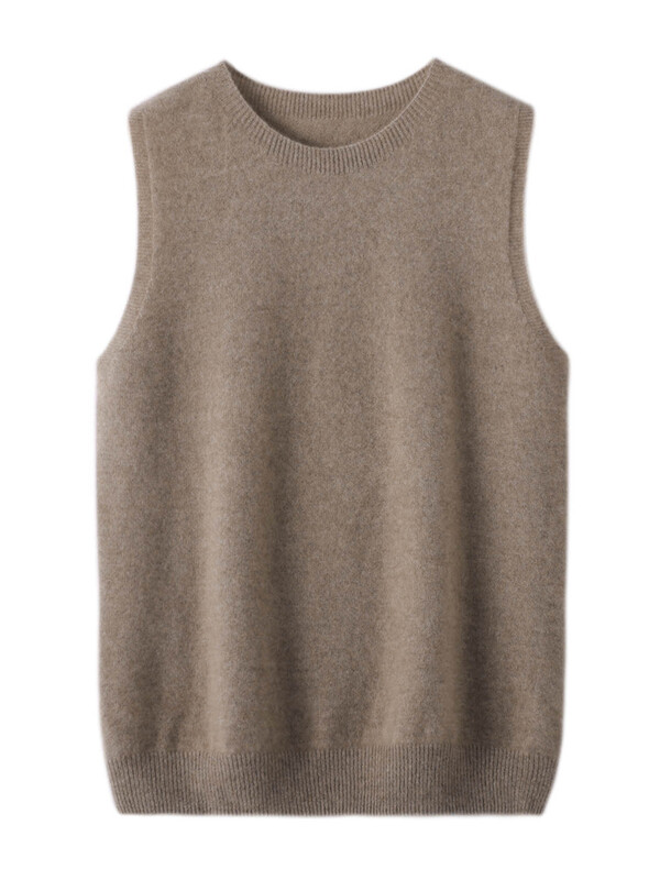 Sieviešu džemperis bez piedurknēm ar O veida kakla izgriezumu, 2024. gada pavasara vasaras 100% merino vilnas ikdienišķa veste, sieviešu trikotāžas topi