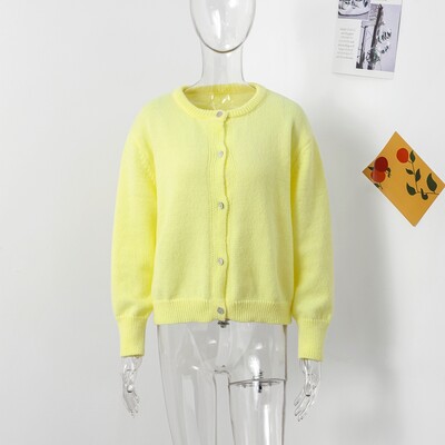 Ležerni pleteni džemper od mohera Ženski pulover slatkog O izreza Jednokopni džemperi dugih rukava Elegantna pletena odjeća za jesen 2024.