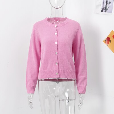 Ležerni pleteni džemper od mohera Ženski pulover slatkog O izreza Jednokopni džemperi dugih rukava Elegantna pletena odjeća za jesen 2024.