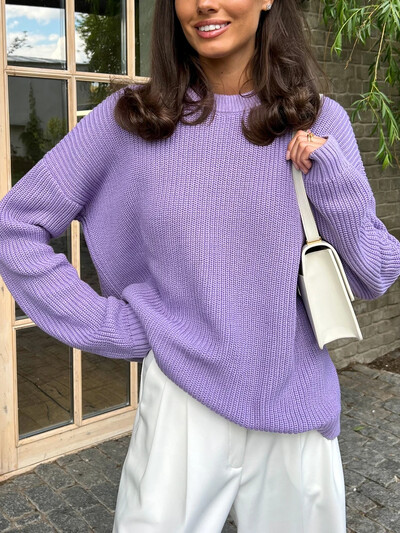 Tricotaj de damă Pulovere de bază, caldă, vintage, verde, tricotat, supradimensionat, gros, largi, alb, pulover pentru femei 2024