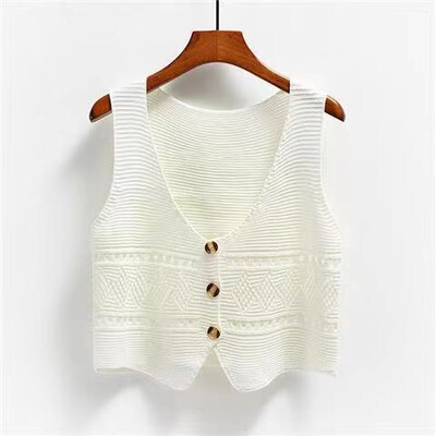 Pavasara rudens jaunums ar V kakla izgriezumu, sieviešu džempera veste bez piedurknēm, brīvi adīti sieviešu īsie trikotāžas izstrādājumi