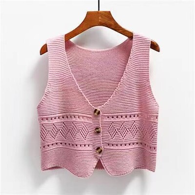 Pavasara rudens jaunums ar V kakla izgriezumu, sieviešu džempera veste bez piedurknēm, brīvi adīti sieviešu īsie trikotāžas izstrādājumi