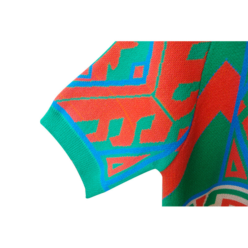 Nove mekane i prozračne pletene majice proljeće i ljeto 2024. u korejskoj verziji, ležerni modni pulover od geometrijskog pletiva kontrastnih boja