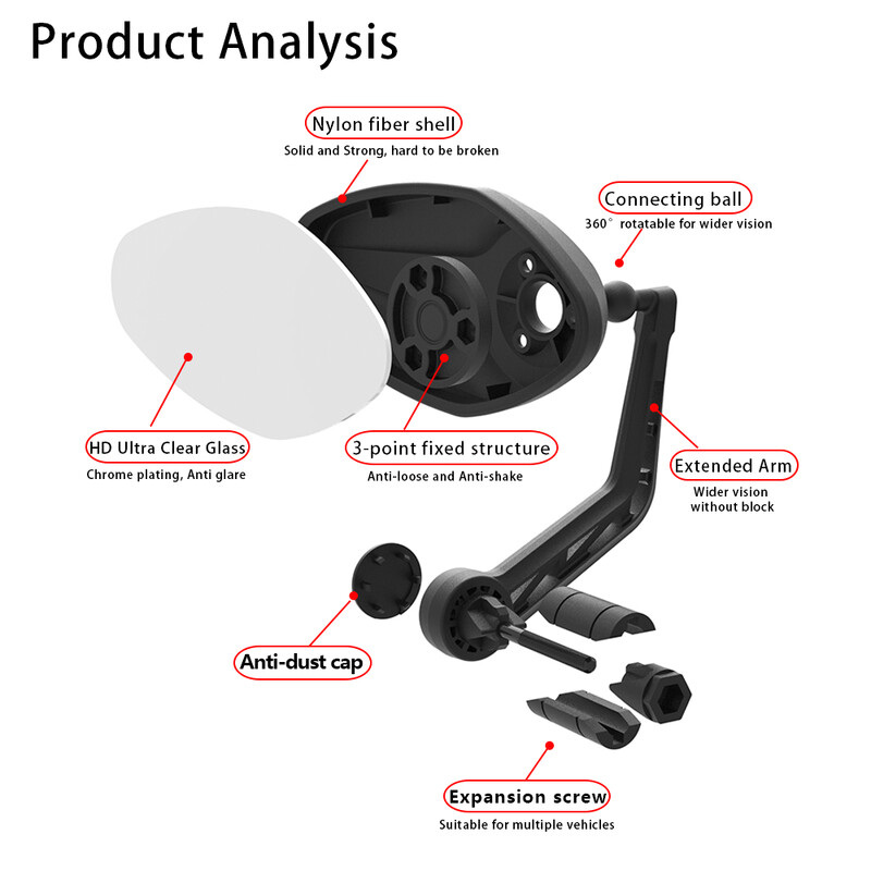 EasyDo kerékpár visszapillantó tükör biztonsági fényvisszaverő kerékpározás MTB országúti kormány végtükör HD széles látószögű tükör kerékpártartozékok