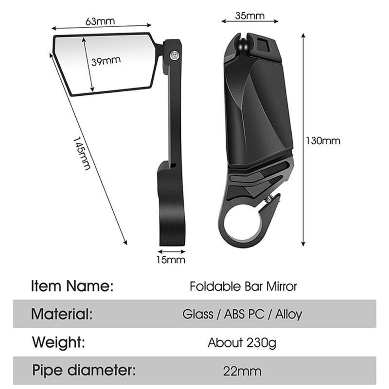 2gab Velosipēdu atpakaļskata spogulis Velosipēda spogulis salokāms 360 grādos rotējošs atpakaļskata spoguļi Stūres drošības spogulis