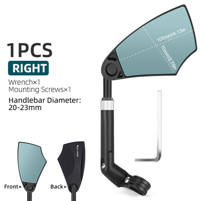 WEST BIKING Oglindă anti-orbire pentru bicicletă Vizualizare anti-explozie Oglindă retrovizoare cu gamă largă de vedere din spate Rotire de 360 de grade Instrumente pentru biciclete