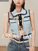 Ljeto 2023. Elegantni vintage pleteni džemper prsluci Ženski kardigan kratki vrhovi bez rukava Jednoredno kopčanje, elegantna modna šik pletenina