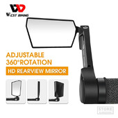 WEST BIKING Velosipēda aizmugures skata spogulis, salokāms sakausējuma vice-rokturis riteņbraukšanas stienis beidzas 360° rotācijas MTB velosipēda HD stūres stienis atpakaļskats