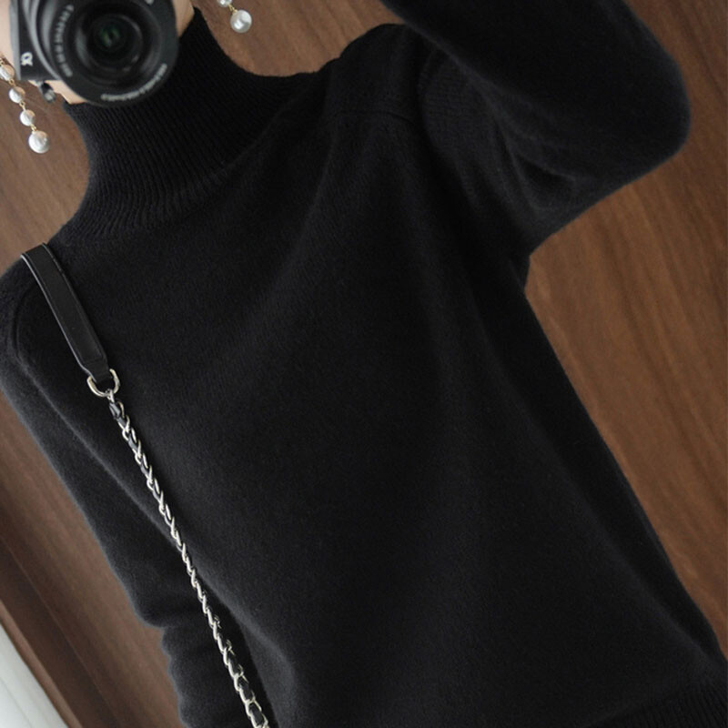 Ženske veste Ležerne jesenske zimske dolčevite s dugim rukavima Debeli topli puloveri Modni korejski donji dio pletiva Basic džemper