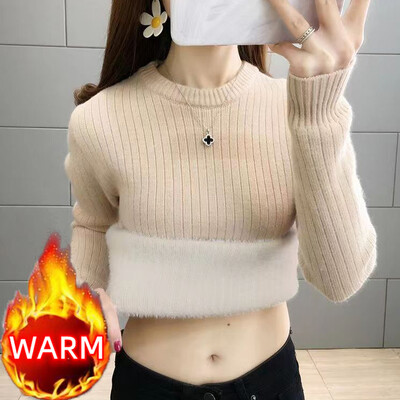 Zimski pulover s dolčevitom Ženski elegantni topli pulover s podstavom od debljeg flisa s podstavom od suetera, uski džersej pleteni džemper