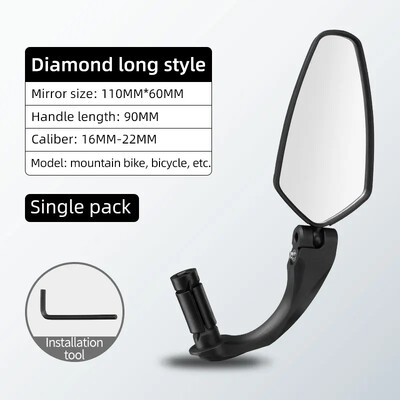 ROCKBROS Oglindă pentru bicicletă de drum de munte HD Oglindă retrovizoare pliabilă pentru bicicletă Ghidon reglabil la 360° Oglindă pentru PC Accesorii MTB