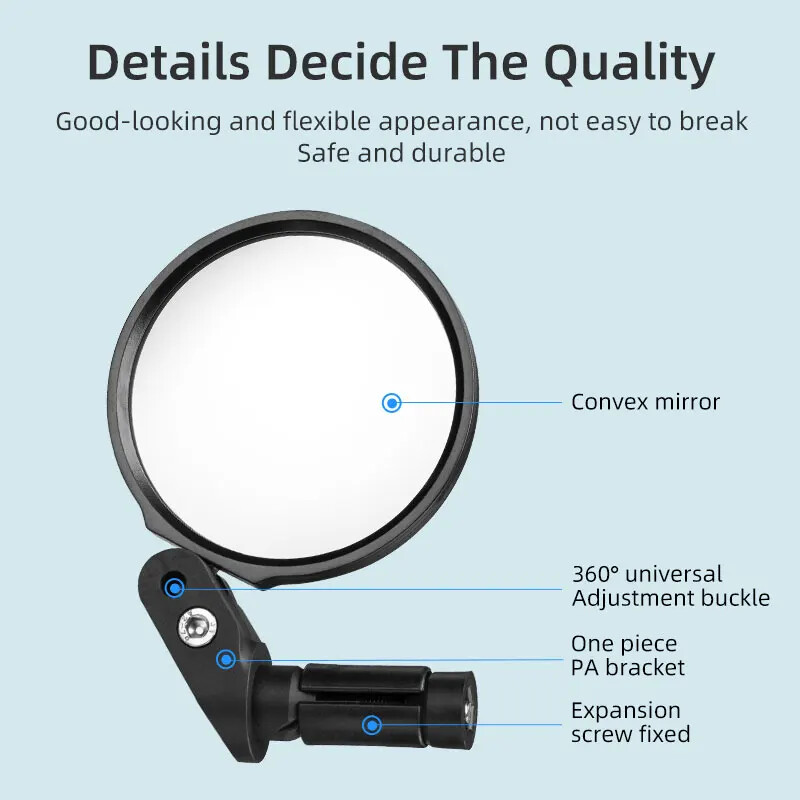 ROCKBROS Oglindă pentru bicicletă de drum de munte HD Oglindă retrovizoare pliabilă pentru bicicletă Ghidon reglabil la 360° Oglindă pentru PC Accesorii MTB