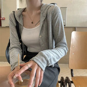 Cardigan tricotat cu glugă pentru femei de toamnă, îmbrăcăminte de stradă largi, cu un singur piept, tricotaje cu mânecă lungă pentru femei