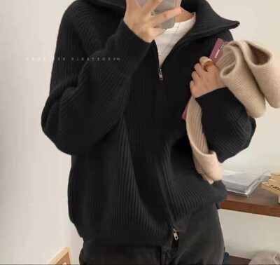 Limiguyue rudens ziemas bruņurupucis ar rāvējslēdzēju vilnas džemperis jakas Sieviešu trikotāžas jakas Ārdrēbes Biezas garās piedurknes Trikotāžas izstrādājumi silti U918