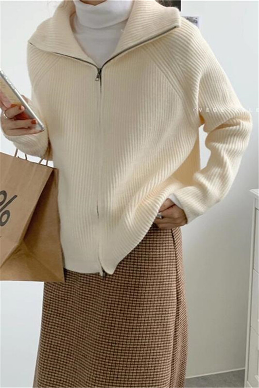 Limiguyue rudens ziemas bruņurupucis ar rāvējslēdzēju vilnas džemperis jakas Sieviešu trikotāžas jakas Ārdrēbes Biezas garās piedurknes Trikotāžas izstrādājumi silti U918