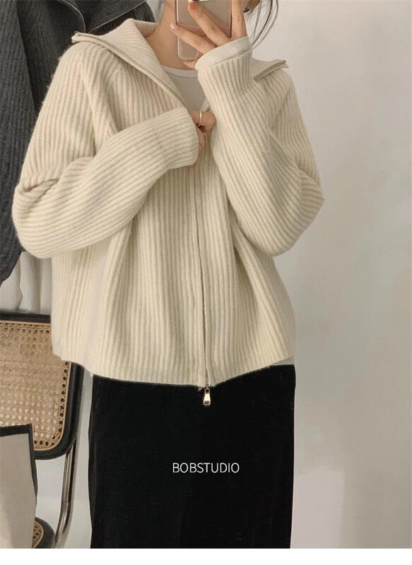 Limiguyue rudens ziemas bruņurupucis ar rāvējslēdzēju vilnas džemperis jakas Sieviešu trikotāžas jakas Ārdrēbes Biezas garās piedurknes Trikotāžas izstrādājumi silti U918