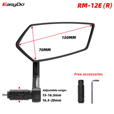 EasyDo velosipēda atpakaļskata spoguļa stūres gals kalnu velosipēdam Izturīgs plaša diapazona aizmugures skata atstarotājs, regulējams HD izliekts stikls