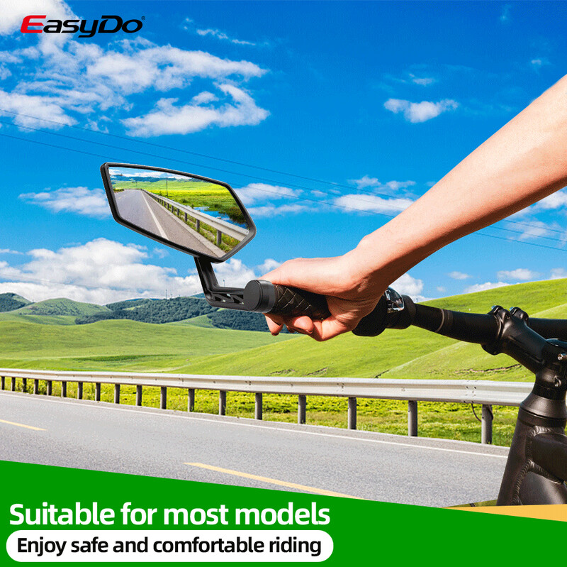 EasyDo velosipēda atpakaļskata spoguļa stūres gals kalnu velosipēdam Izturīgs plaša diapazona aizmugures skata atstarotājs, regulējams HD izliekts stikls