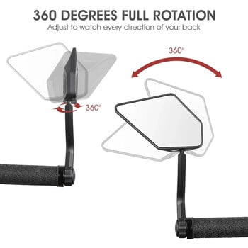 WEST BIKING Καθρέπτης οπισθοπορείας τιμόνι άκρο 360 μοιρών Ρυθμιζόμενος πλαϊνός καθρέφτης ασφαλείας MTB City Bike Καθρέφτης Τυφλού Σημείου