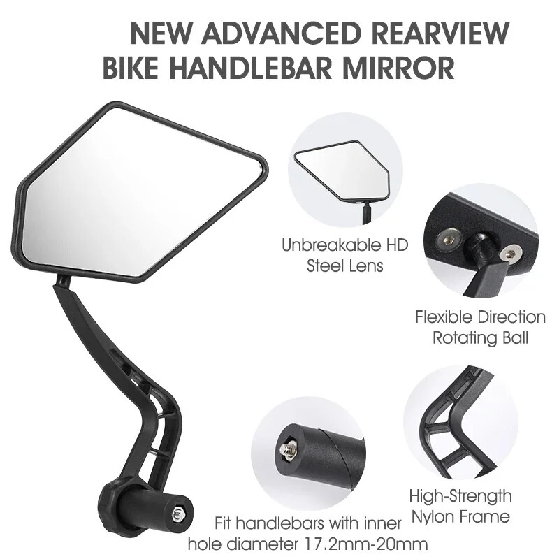 WEST BIKING Ogledalo za retrovizor bicikla Kraj upravljača Podesivo sigurnosno bočno ogledalo od 360 stupnjeva MTB City Bike Ogledalo za mrtvi kut