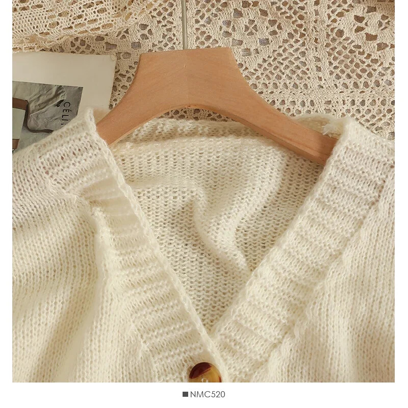 PTKPCC jauns rudens krāsains ziedu jaciņš ar aplikācijām sievietēm Mīksts, garš V veida kakla adīts Crop džemperis meitenei, mīksts trikotāža