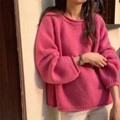 Modni Harajuku široki ženski pulover dugih rukava Jesen Zima Džemperi Pletena odjeća Mekana topla šik jednobojna ženska vesta Puloveri