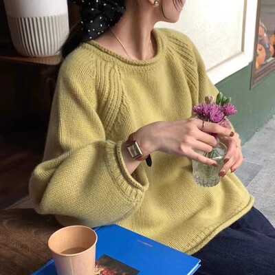 Modni Harajuku široki ženski pulover dugih rukava Jesen Zima Džemperi Pletena odjeća Mekana topla šik jednobojna ženska vesta Puloveri