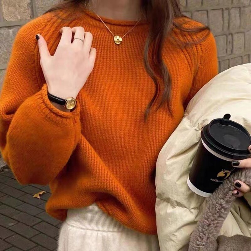 Modni Harajuku široki ženski pulover dugih rukava Jesen Zima Džemperi Pletena odjeća Mekana topla šik jednobojna ženska vesta Puloveri