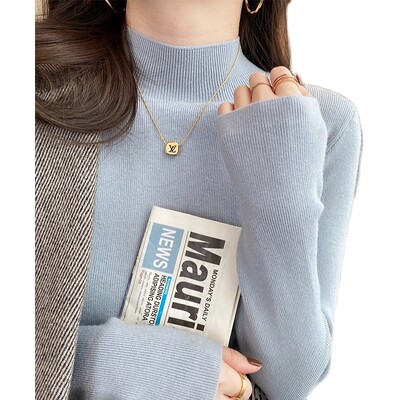 Φθινοπωρινές χειμερινές γυναίκες Mock λαιμόκοψη Πουλόβερ Μπλούζες Πλεκτά Μόδα Γυναικεία μακρυμάνικα κοκαλιάρικα ελαστικά πλεκτά πουκάμισα