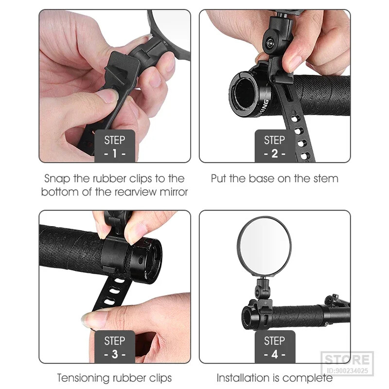 WEST BIKING Oglindă retrovizoare pentru bicicletă Oglindă convexă HD reglabilă la 360° 75 mm MTB Ghidon pentru bicicletă de drum Accesorii pentru ciclism