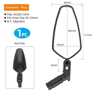 Oglindă universală pentru oglindă pentru bicicletă, montare la capăt, acrilic MTB, pentru bicicletă de drum, oglindă retrovizoare, reflector, unghi reglabil