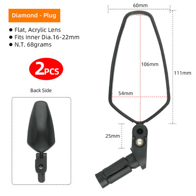Oglindă universală pentru oglindă pentru bicicletă, montare la capăt, acrilic MTB, pentru bicicletă de drum, oglindă retrovizoare, reflector, unghi reglabil