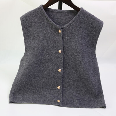 2024. aasta kevadsügis Korea moodne ümara kaelusega kampsun vest, ühevärviline silmkoeline särk, varrukateta kampsun, vest, kudum