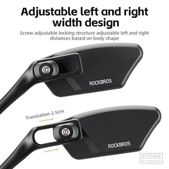 ROCKBROS 2024 Bicycle Mirror Τιμόνι Πίσω όψη Ανοξείδωτος ανακλαστήρας γενικής χρήσης 360 ρυθμιζόμενο αξεσουάρ ποδηλάτου