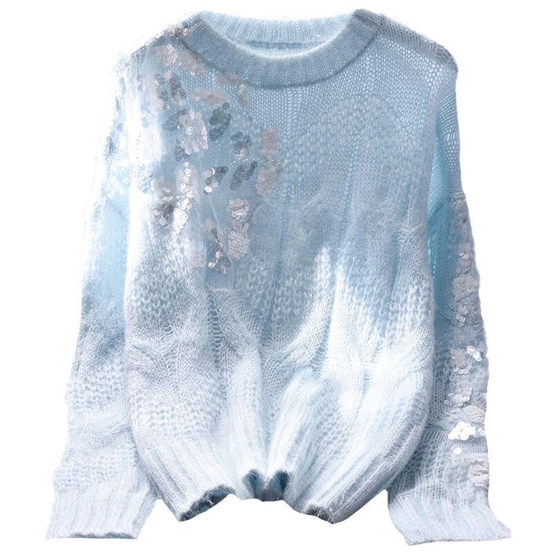 Jesen Zima Y2K modni Harajuku džemperi sa šljokicama Ženski džemperi s različitim ležernim rukavima Ženska pletenina Ženska odjeća Pulover dugih rukava