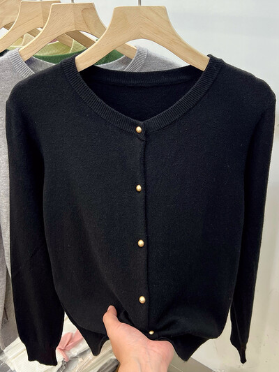 AOSSVIAO pikkade varrukatega kampsunid kampsunid kevad-sügis naiste O-kaelusega kudumid Topid Riietus Mood Basic Topid