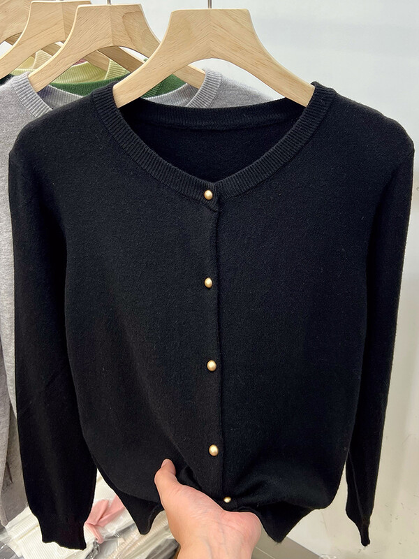 AOSSVIAO pikkade varrukatega kampsunid kampsunid kevad-sügis naiste O-kaelusega kudumid Topid Riietus Mood Basic Topid