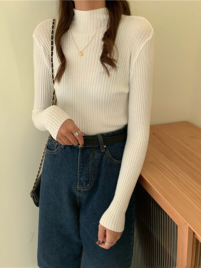 Jesen Zima Pleteni pulover Ženski 2024 Jesen Zima Korejski pulover s dolčevitom dugim rukavima Ženski džemper Zelena pletenina